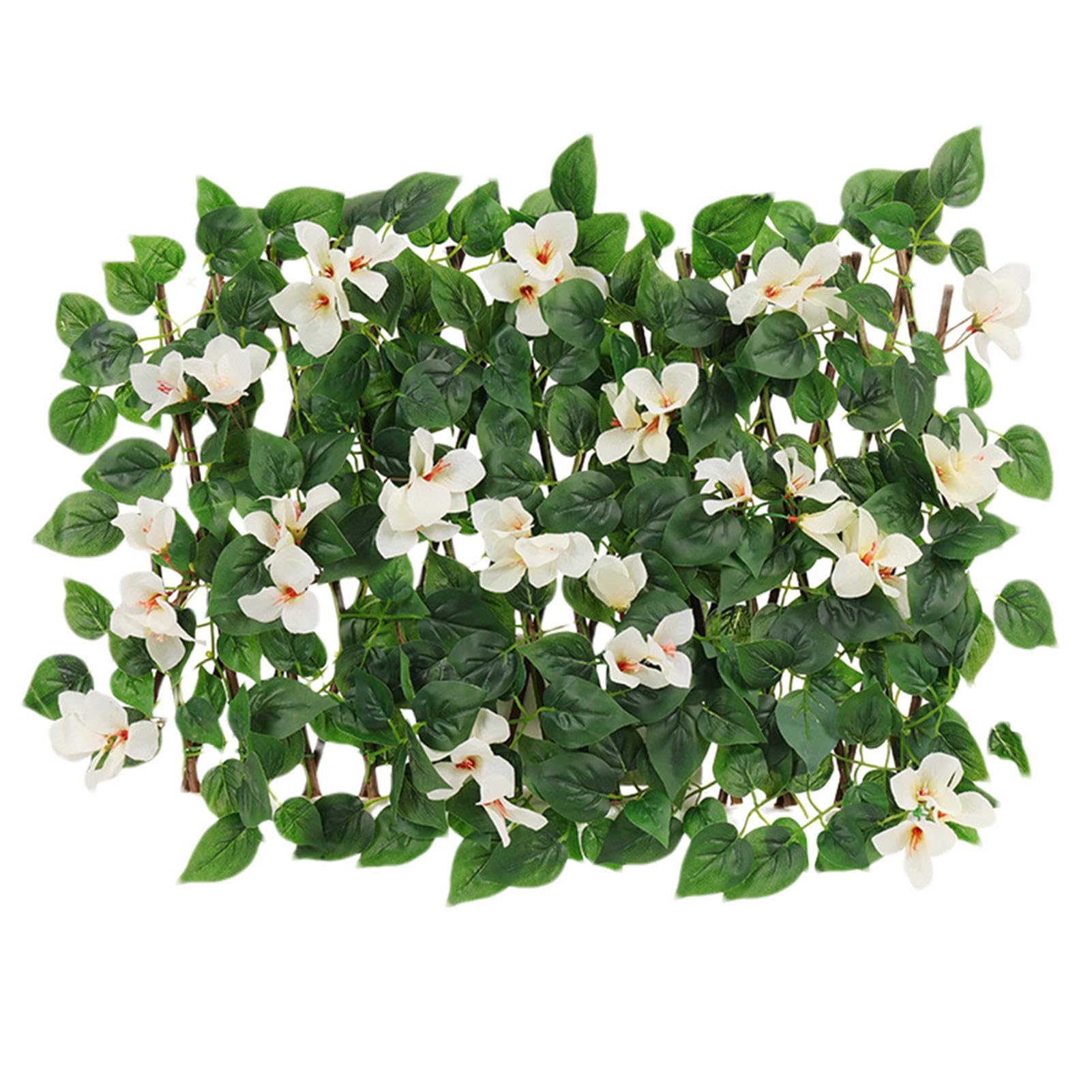 Panneaux De Treillis De Jardin Extensibles,200x40cm Brise-Vue Extensibles Pour,Brise-Vue Décoratif En Fausse Feuille De Purple Orchid, Toile De Fond Verte Pour Jardin,pour Et Balcon,Railrail (Un