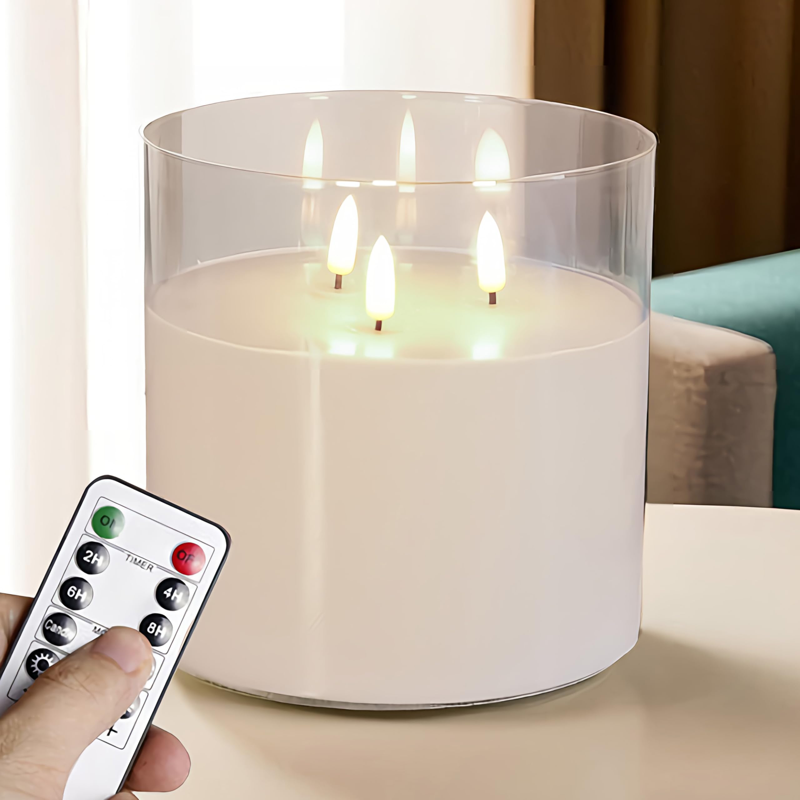 NICEME Extra Large 3 Wick Flameless Candle