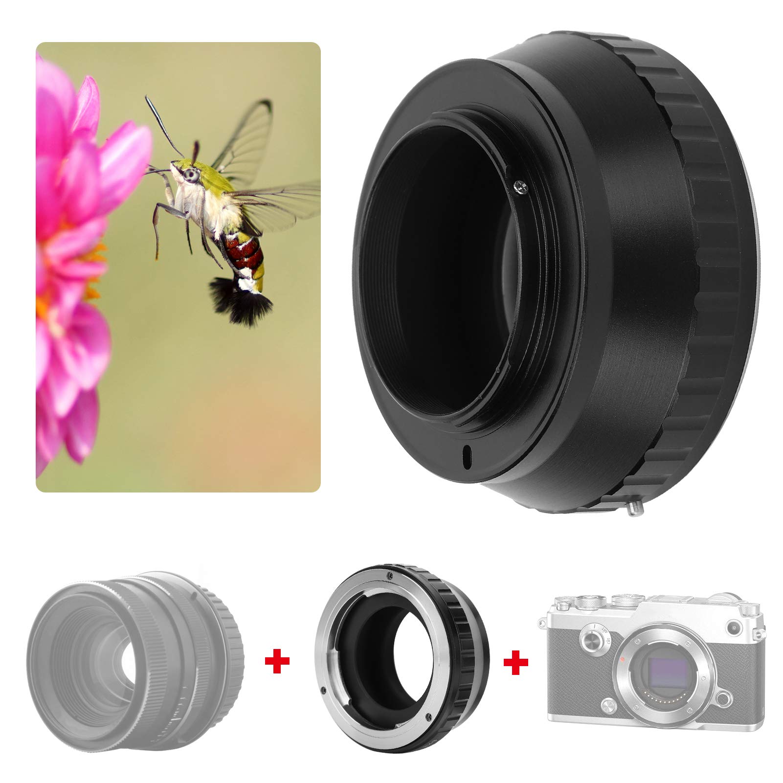 Anello Adattatore per Obiettivo Anello Adattatore in Lega di Alluminio Adatto per Obiettivo con Attacco QBM Installazione per Corpo Fotocamera con Attacco M4 3