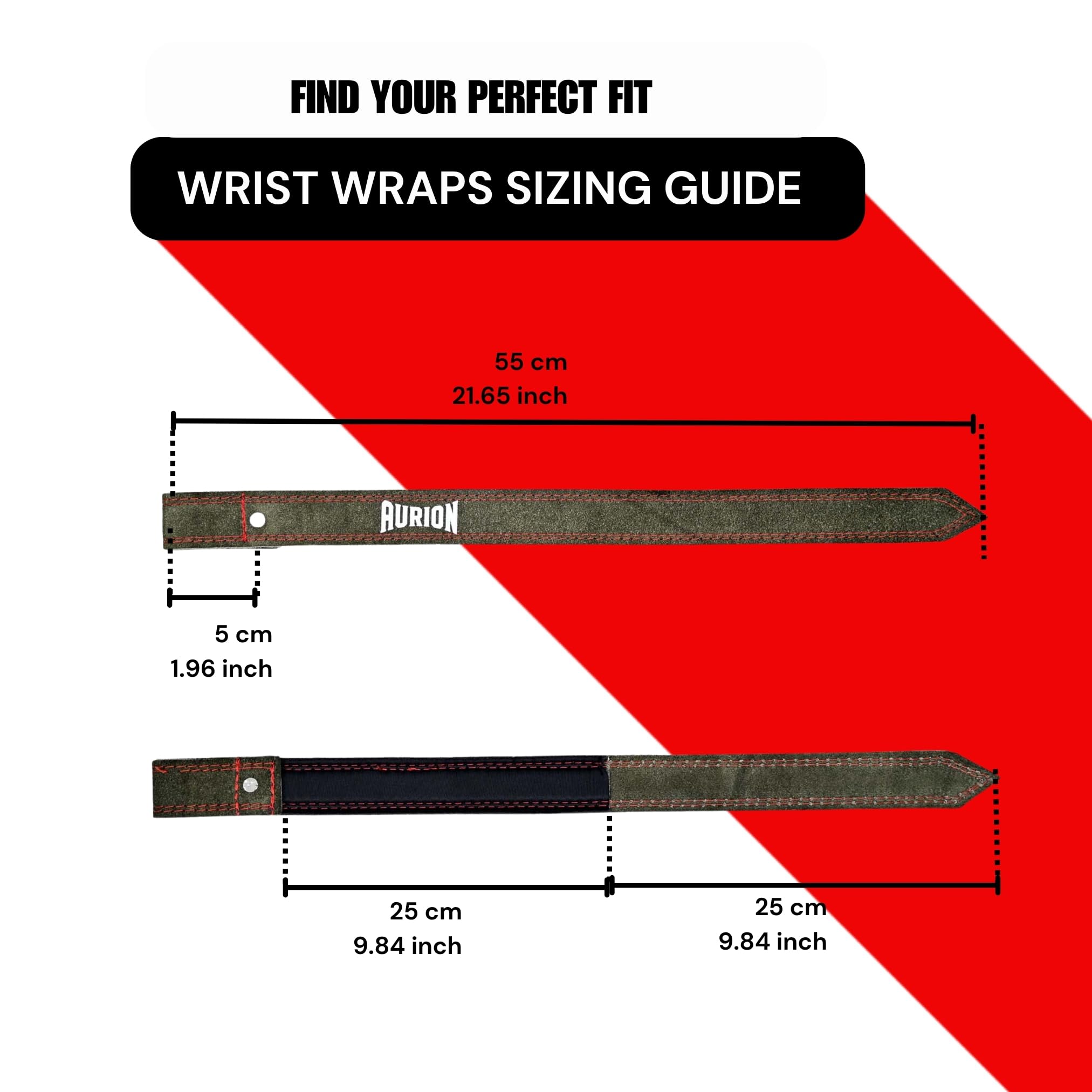 Aurion Premium Leather Lifting Straps | 1.5" Wide, 19" Long Heavy Duty Wrist Straps for Weightlifting, Deadlifts & Bodybuilding | Durable Gym Wrist Support for Men & Women (Olive Green) 1