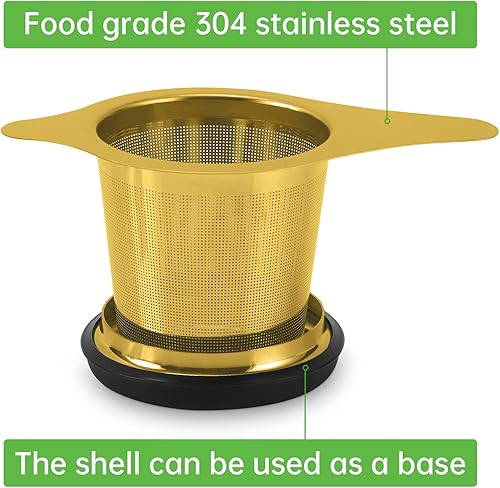 Miniatura 4 de Paquete de dos cestas infusoras de té de acero inoxidable, filtro de té con colador pequeño y tapa, difusor de té para té suelto, experiencia de