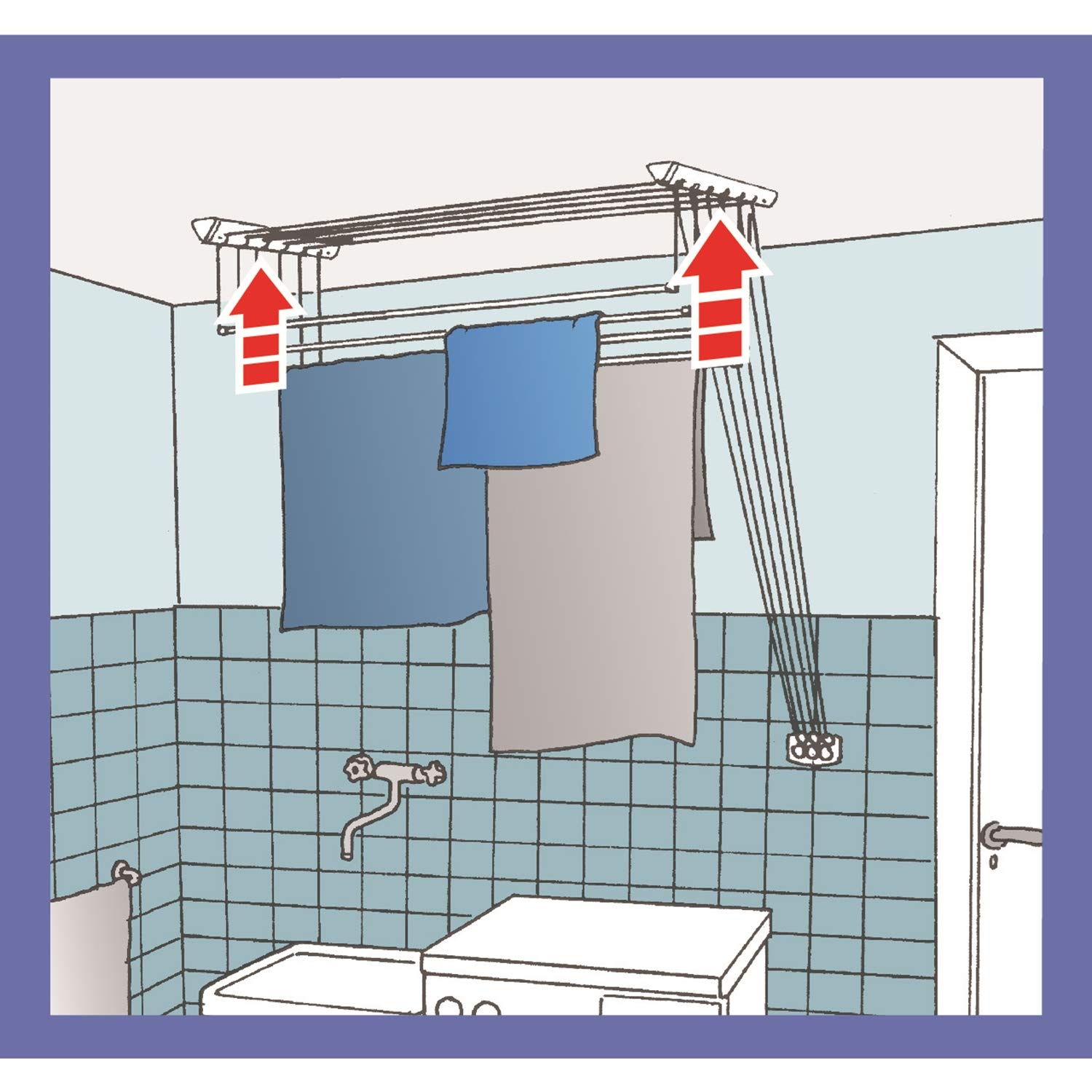 Ceiling & Wall-Mounted Clothes Drying Rack per asciugamano Vileda in Lega di acciaio 159490 Highline140