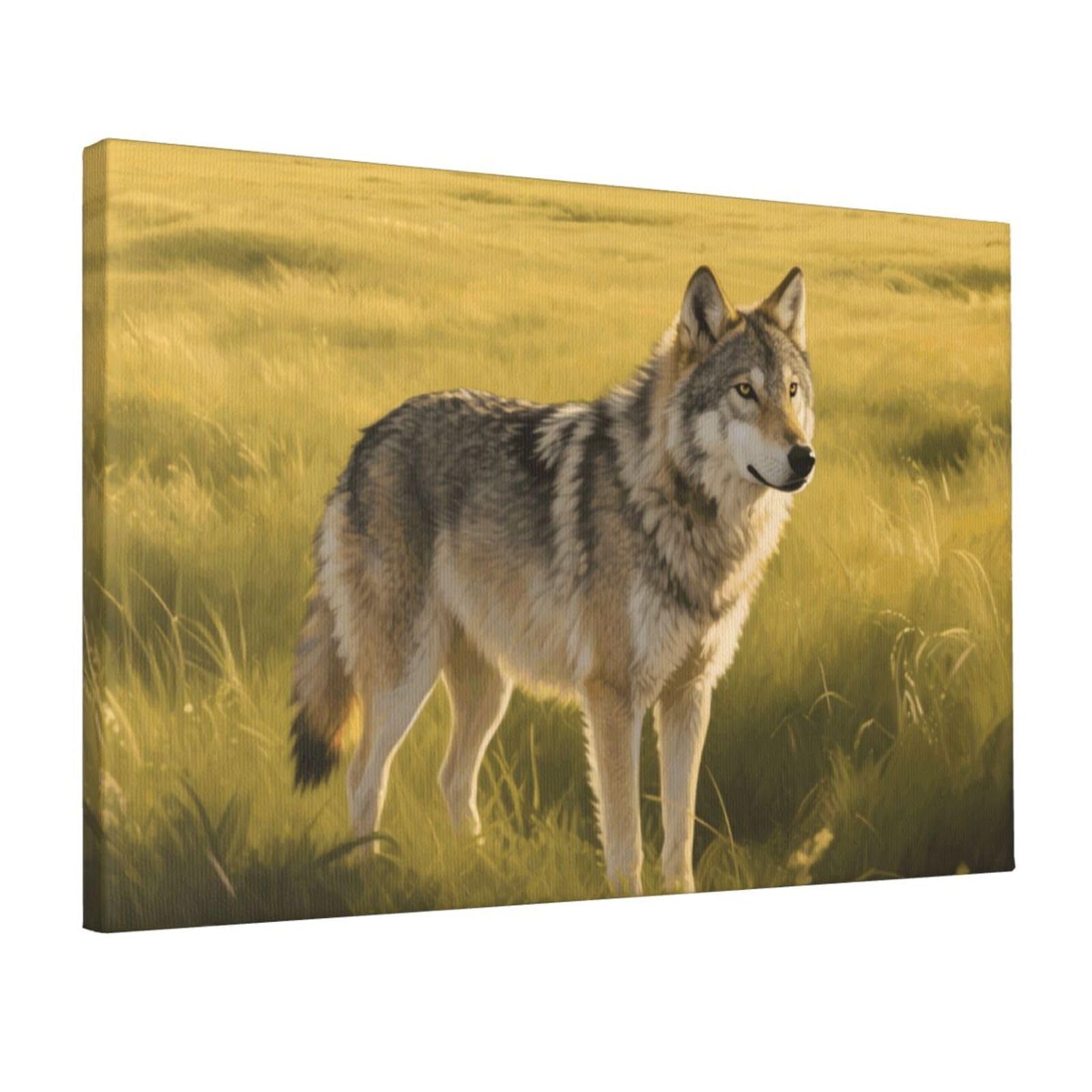 Fodpand Wolf Unframed Canvas Wall Art,Modern Posters Print Wall Decor Canvas Oil Painting For Bedroom Living Room Bathroom Wall Hanging Artwork Ready To Hang 12"X18"