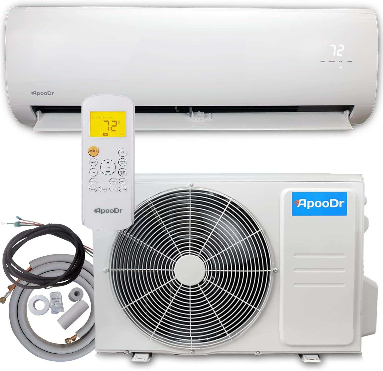 12000 BTU Mini Split Air Conditioner Ductless Inverter System 17.4 SEER2 with Heat Pump 110V 1 Ton,with Installation Kit
