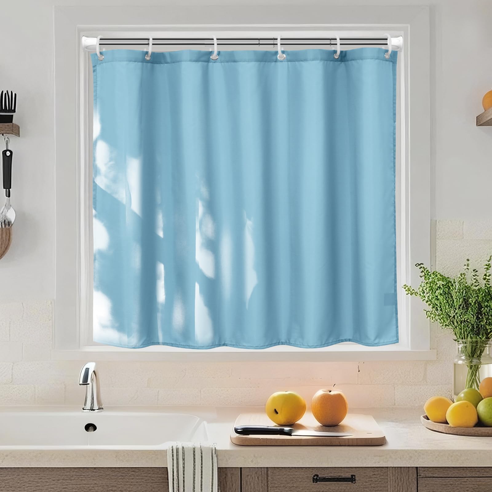 Amazon.co.jp: AooHome シャワーカーテン 小窓 目隠し 防水 短め