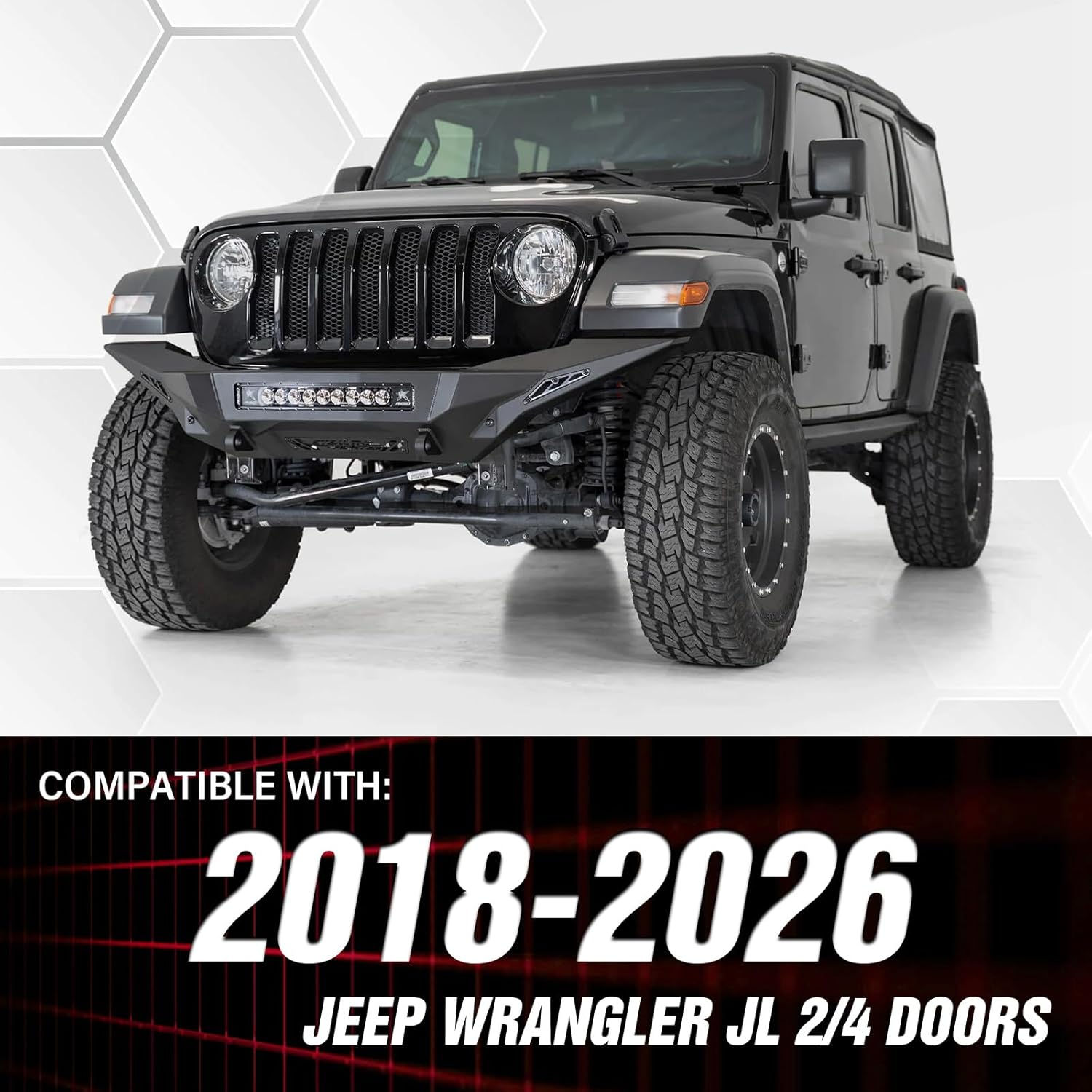 for JL JLU Tubular Front & Rear Fender Flares Compatible with 2018-2026 Jeep Wrangler JL JLU Unlimited 2/4 Doors with Turn Signal Lights, 4-PCS Tube Mud Guard Off-Road Steel Wheel Fender