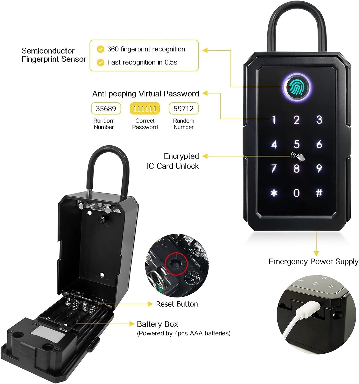 NALsa Caja de seguridad para llaves con acceso remoto a la pared de Wifi Digital de Wifi Digital Key Box