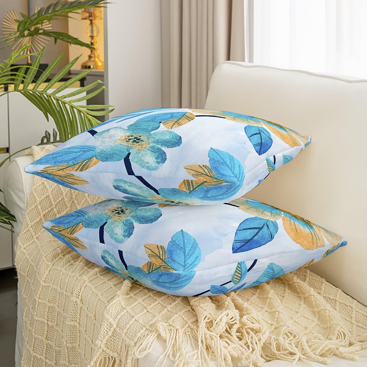Thmyo 4 Federe Per Cuscino 45x45 Cm In Cotone - Tinta Unita Blu Notte Con Cerniera, Perfette Per Sublimazione E Decorazione