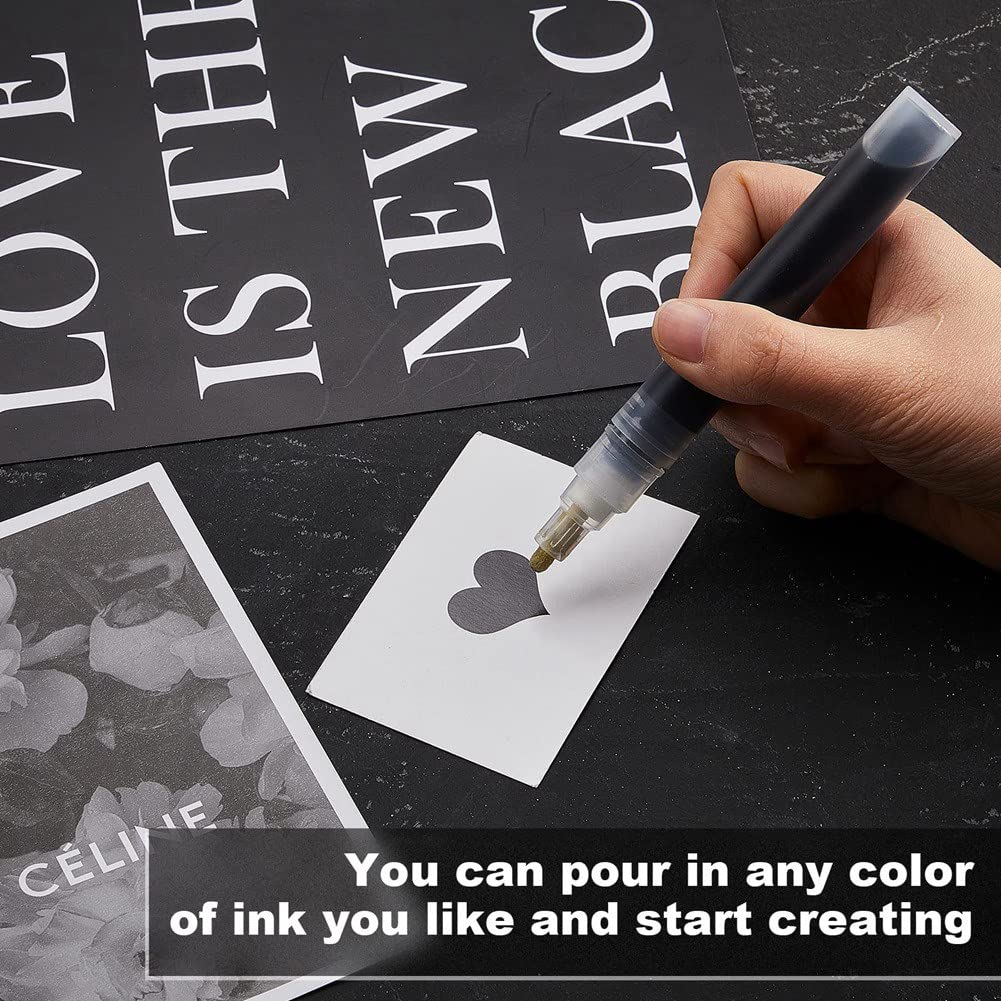 Qwertfeet Lot De 6 Marqueurs De Peinture En Blanc Rechargeables Vides, Marqueurs à Graffiti à Pointe Fine, Marqueurs Acryliques Pour Peinture à L