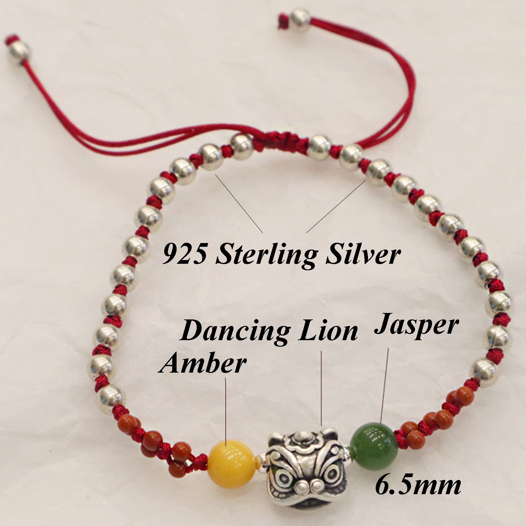 Brazalete encantado Pulsera de plata de ley 999 con león danzante, accesorio de plata antigua for mujeres y hombres, pulsera tejida con hilo rojo, amuleto, buena suerte, riqueza, joyería, regalos for
