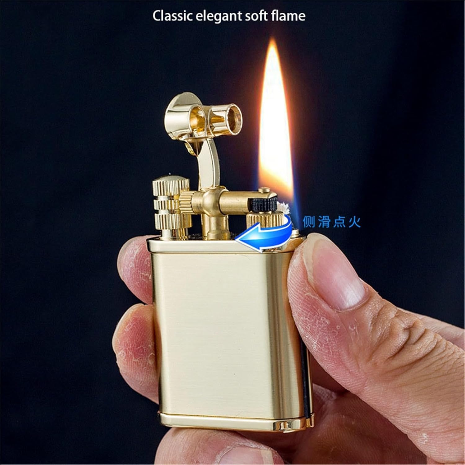 Metal kerosene soft flame lighter, two ignition methods, retro grinding wheel ignition & ten thousand matches, refillable kerosene fuel, suitable for collection, candles, cigarettes, bonfires, great g