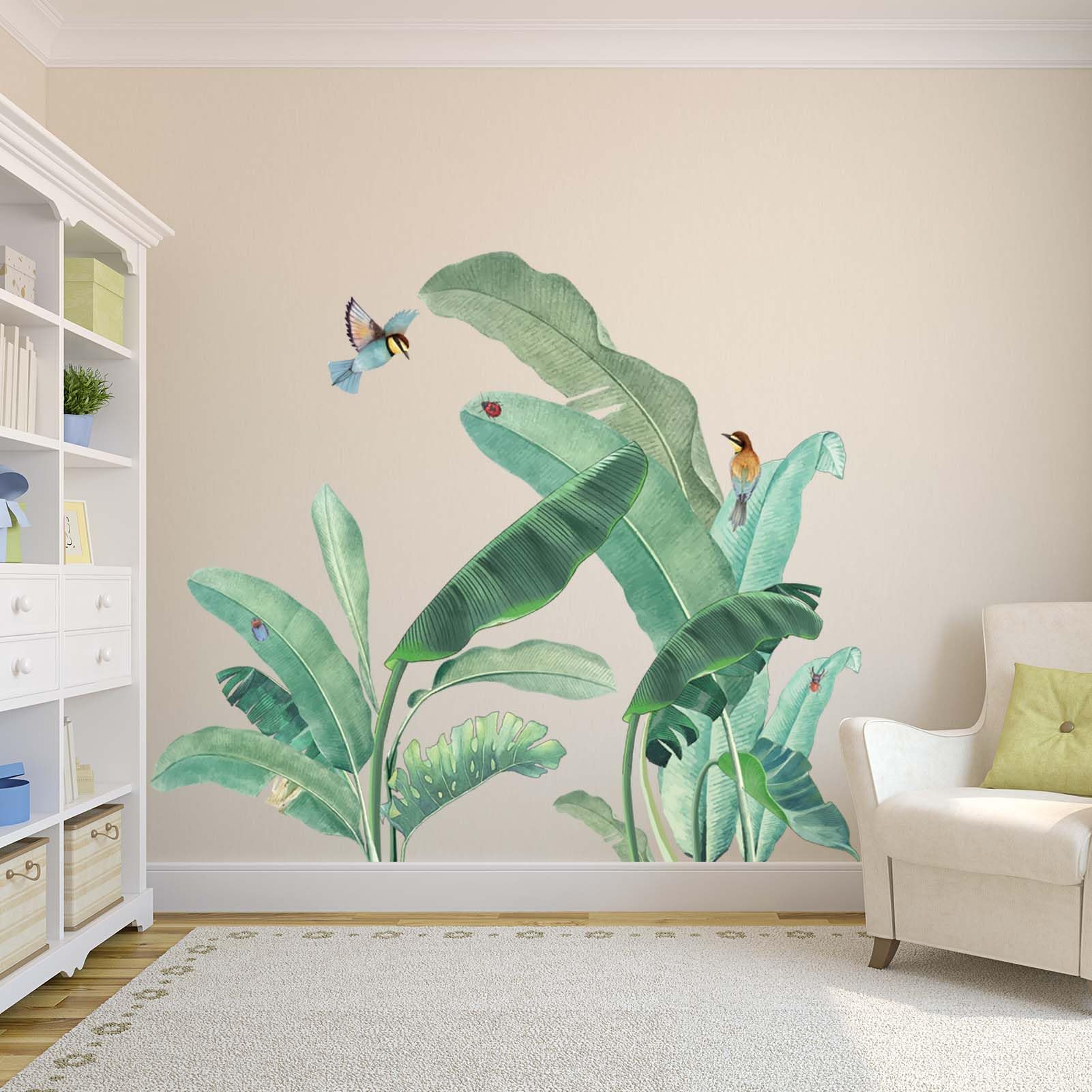 Amimagen Tropical Leaves Green Grass Wall Stickers Palm
