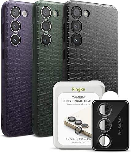 Ringke Onyx - Funda compatible con Samsung Galaxy S23 Plus [negra] + marco de cristal de lente de cámara compatible con Samsung Galaxy S23 Plus