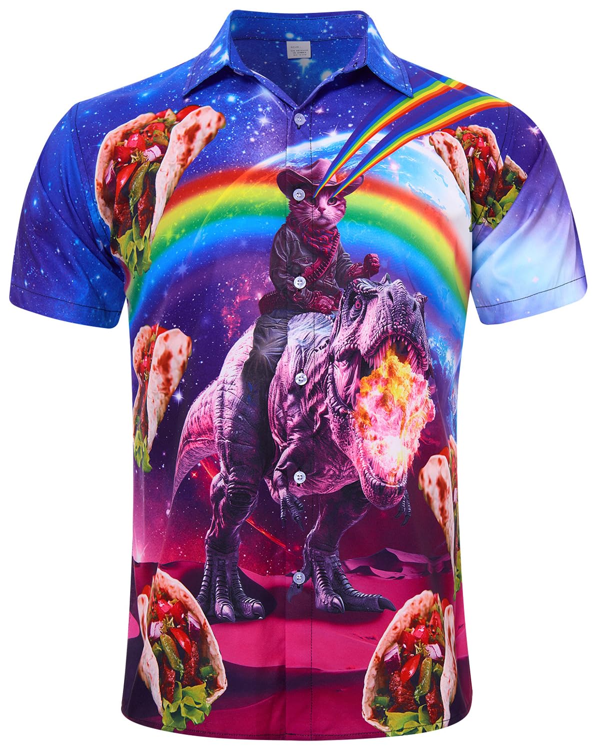 uideazone Mens Funny Hawaiian Shirts 3D Graphic Button Down Short Sleeve Tropical Holiday Beach Aloha Shirt