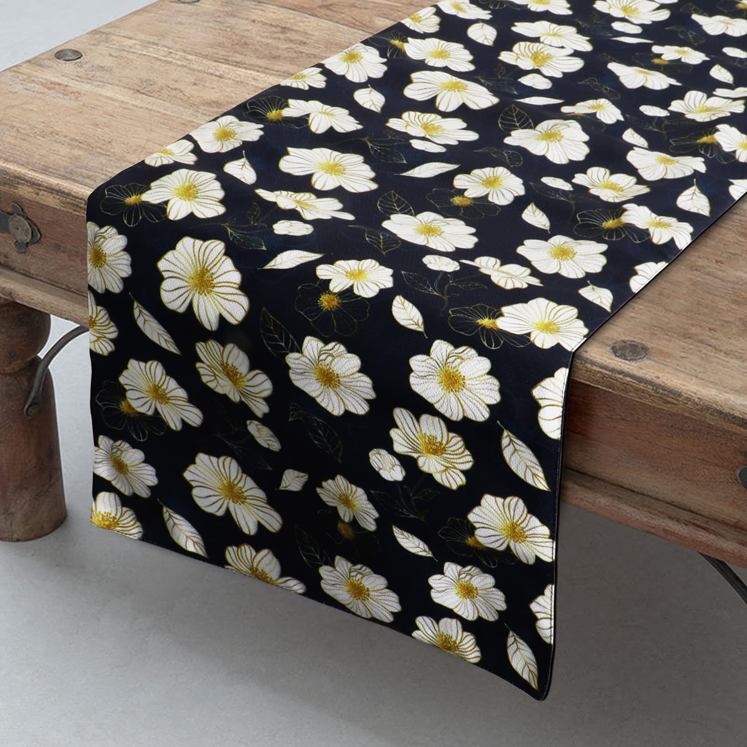 HOKIPO Poly Cotton HD Printed Center Table Runner for Dining Table 6 Seater, 13X72 Inches, Black Floral (IN-309-D7) (B0922XCSPS) Amazon Price History, Amazon Price Tracker