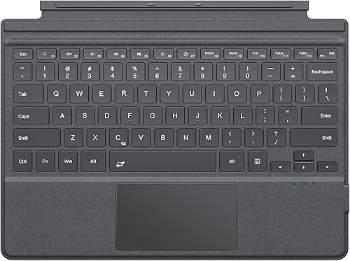 Miniatura 9 de Covertor MoKo para Microsoft Surface Pro 4 / Pro 3 / Surface Pro 2017, teclado Bluetooth inalámbrico delgado con Trackpad, retroiluminado con luces