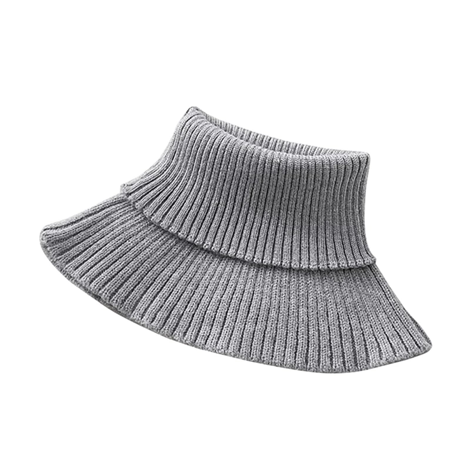 Prutuhea Unisex Grey Knitted Fake Collar For Women Women Knitted Fake Collar Scarf Warm Turtleneck Neck Warmer Detachable Winter Windproof Fashion False Scarf High Neck Collar(Grey)
