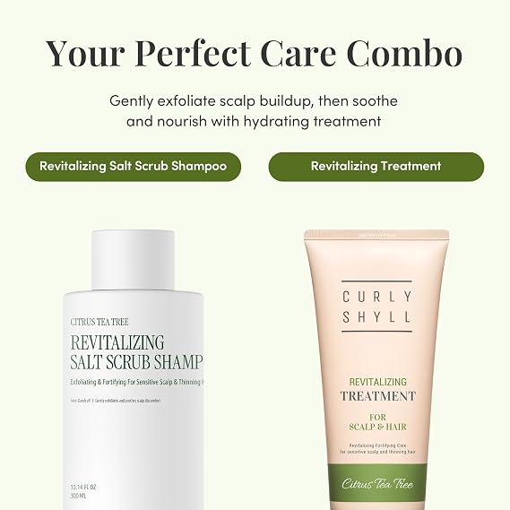 CURLYSHYLL Revitalizing Salt Scrub Shampoo | Exfoliating & Clarifying Scalp Treatment | Dual Salt Formula | Scalp Care for Thinning Hair | 300ml