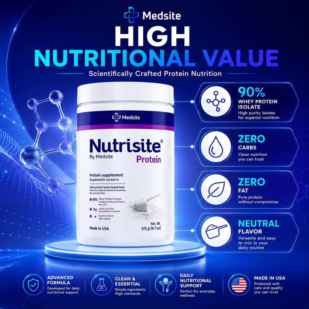 Nutrisite Whey Protein Isolate Powder for Daily Nutrition 9.7 oz — Amazon image 3