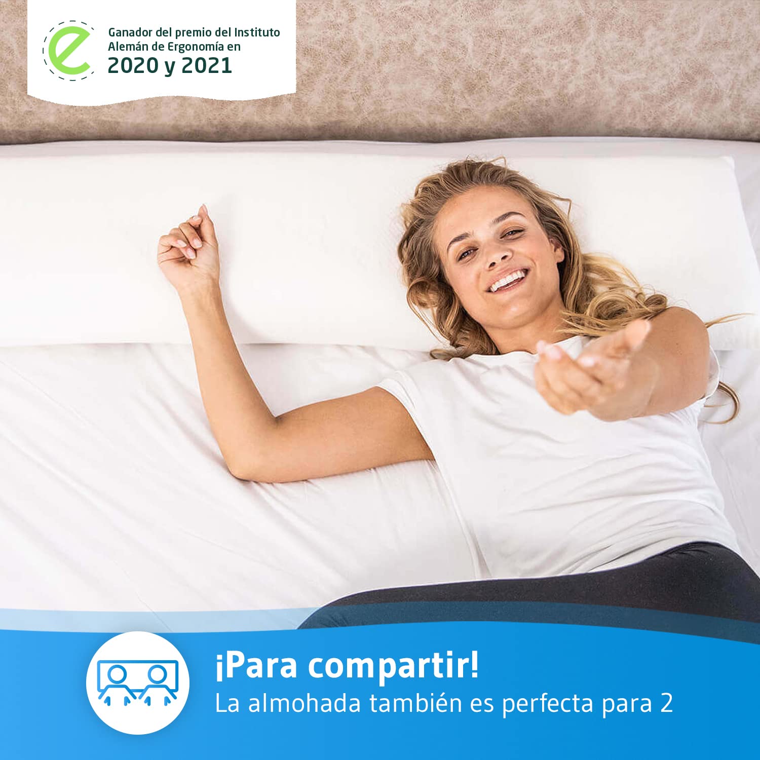Third of Life Soñar - Cojín de Memoria de Forma (ergonómica, ortopédica, Espuma viscoelástica y hipoalergénica, Funda con Aloe Vera, Ideal para Fundas de Almohada de 135 x 33 cm
