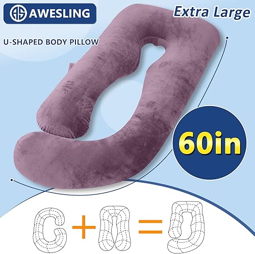 Miniatura 5 de Almohada corporal de espuma viscoelástica triturada, almohadas de embarazo para dormir, almohada de maternidad para mujeres embarazadas, almohada