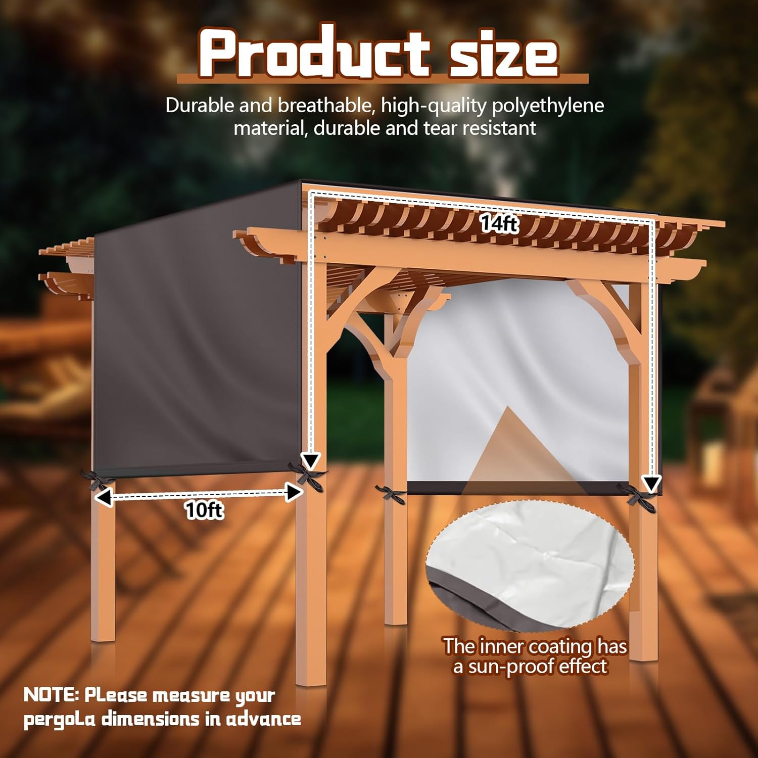 Universal Pergola Replacement Canopy Outdoor Canopy Shade Cover Waterproof Shade Top Cover for Outdoor Patio Porch Backyard(14 x 10 ft,Coffee)