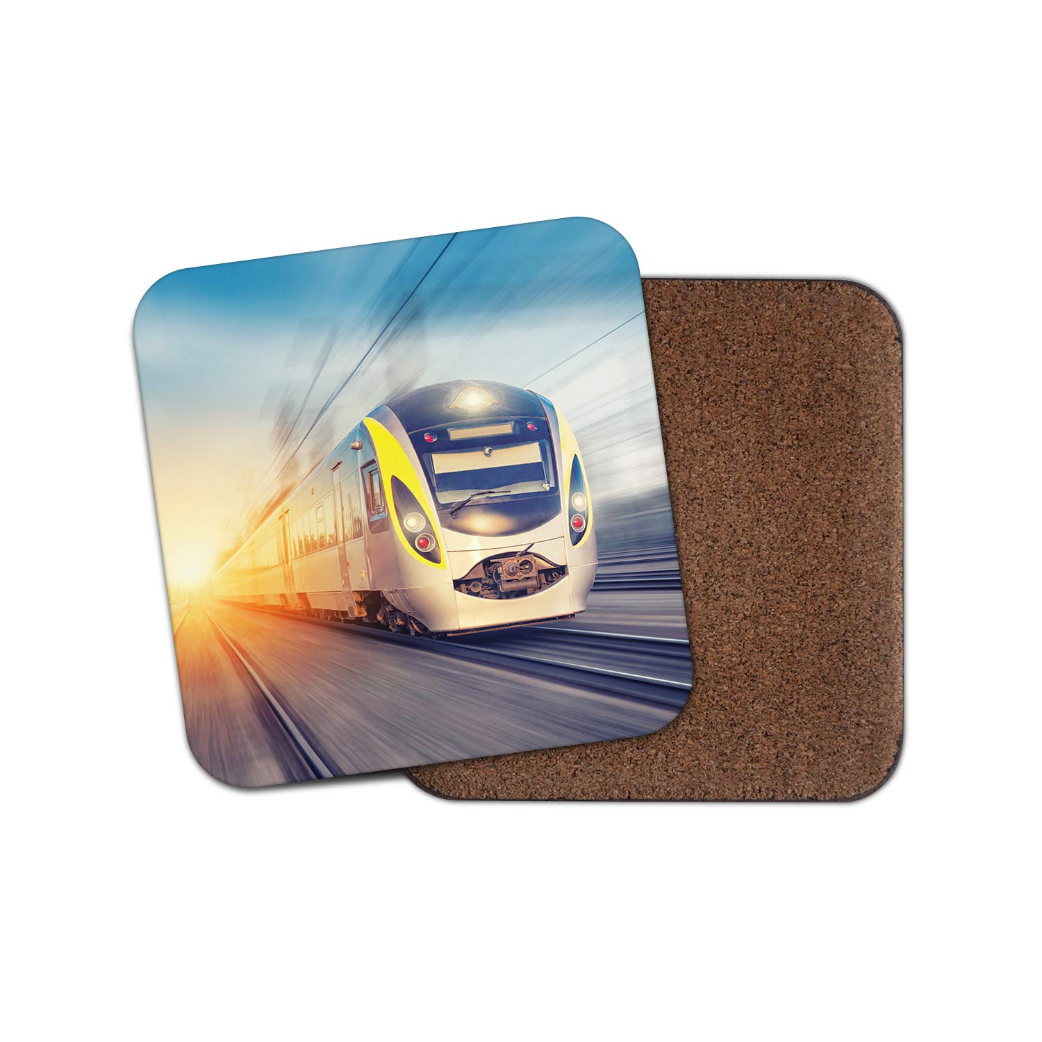 Destinationvinyl Multicolor 1 X Modern Train Cork Backed Drinks Coaster - Trains Railway Spotter #8419