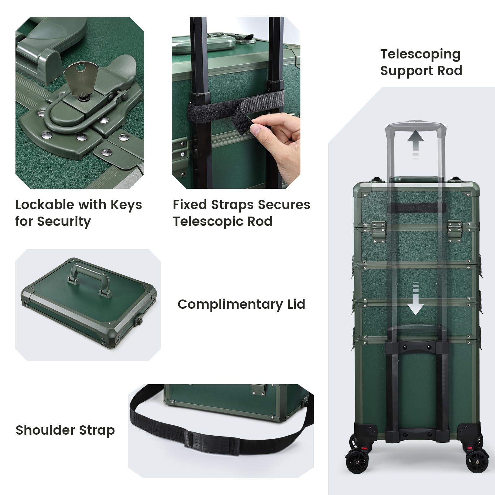 FRENESSA 5-in-1 Rolling Makeup Case with Removable Trays