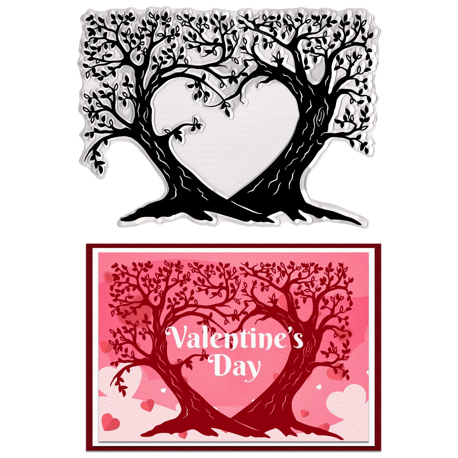 Love Trees Clear Stamps for Card Making Heart Tree Clear Rubber Stamps Tree Background Transparent Rubber Seal Stamps for DIY Photo Scrapbooking Paper Card Album Crafting Supplies