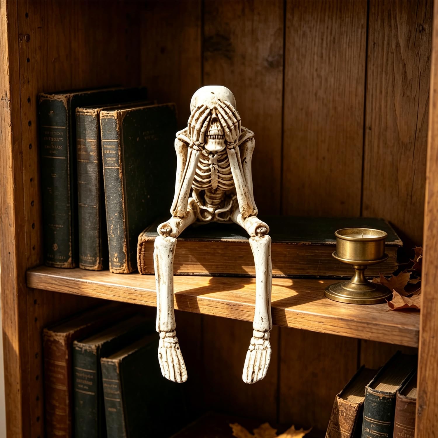 1 Pcs Halloween Skeleton Statue,Cover Eyes Evil Spooky Figurines