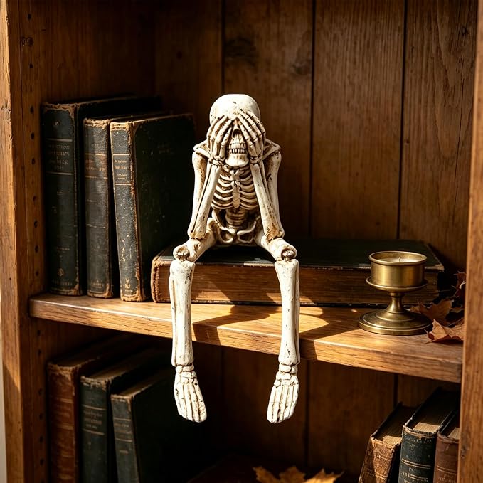 1 Pcs Halloween Skeleton Statue,Cover Eyes Evil Spooky Figurines
