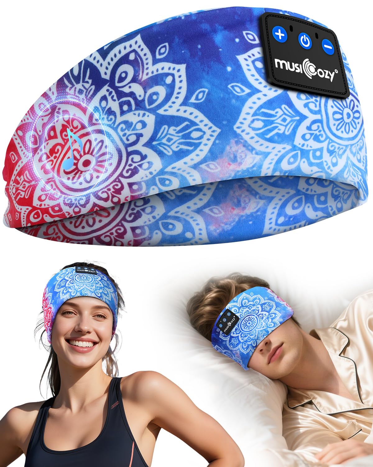 MUSICOZY Schlafkopfhörer Bluetooth, Schlaf Kopfhörer Seitenschläfer Kabellos Sport Kopfhörer Stirnband 16+STD für Yoga/Training/Reisen/Schlaflosigkeit,Tech Gadgets für Männer/Frauen