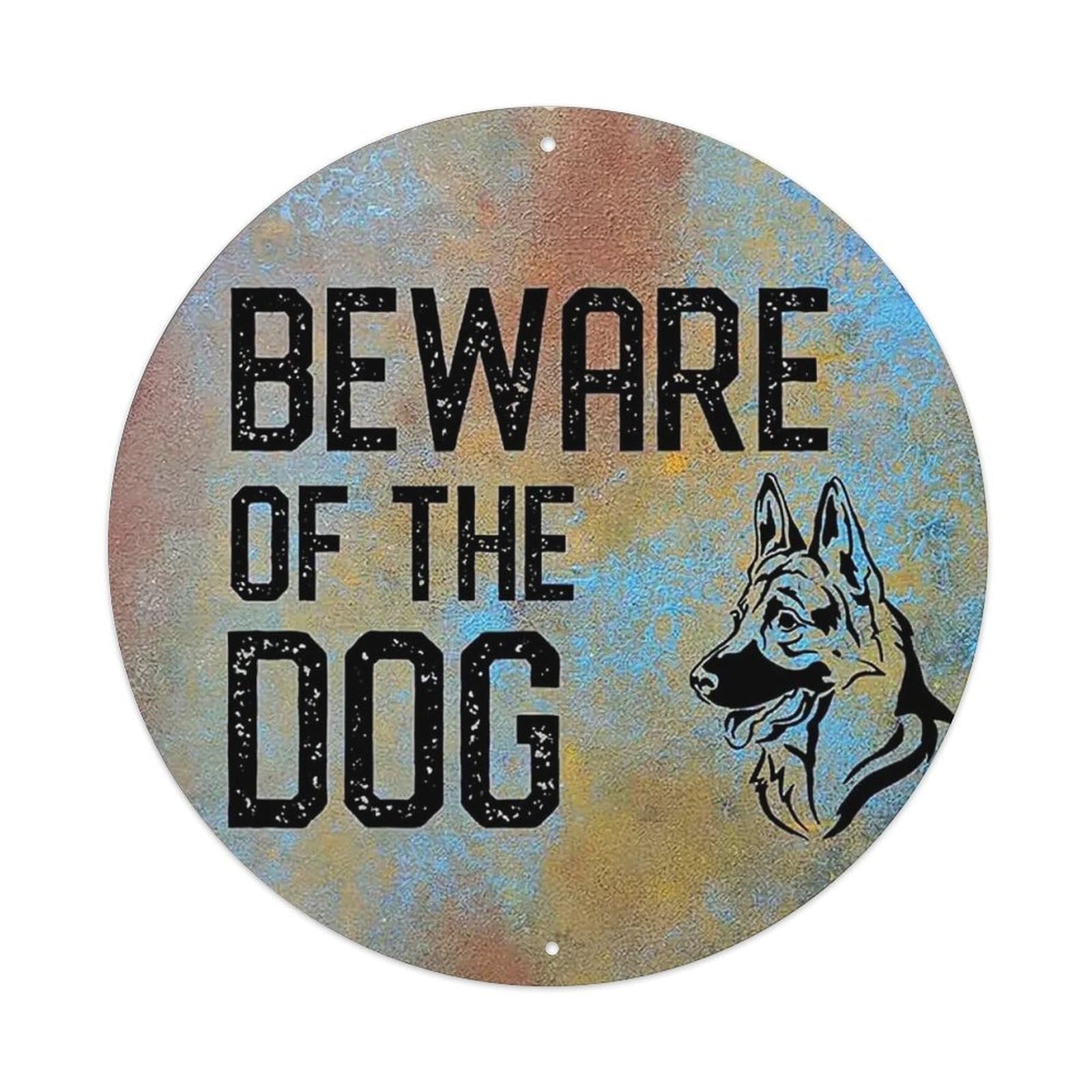 Beware Of The Dog Sign Tin Sign Metal Poster Vintage Metal Signs for Home Man Cave Bar Cafe Kitchen laundry room Wall Decorations 8x8 inches