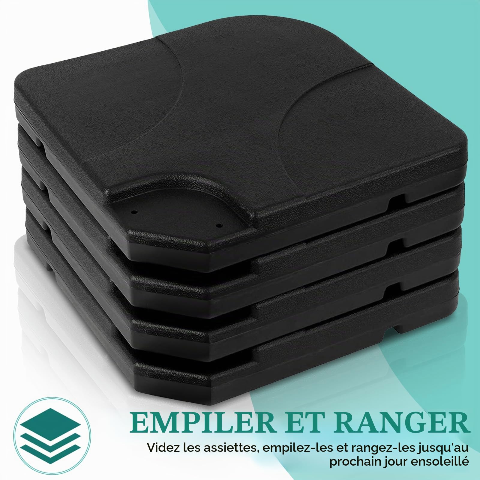 Lot de 4 Pieds de Parasol pour Parasol déporté, en Forme de Croix, Noir, 88 kg, remplissable d'eau ou de Sable