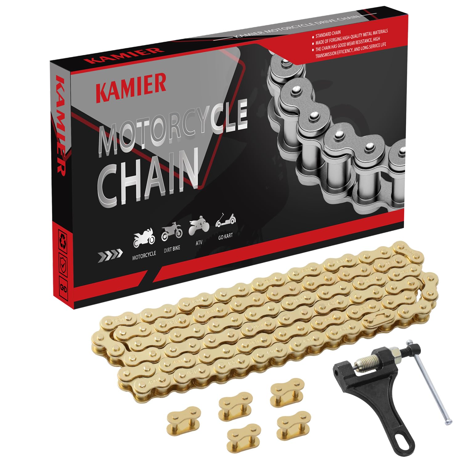 Amazon.com: KAMIER 420 Drive Chain 102 Link Gold with Chain