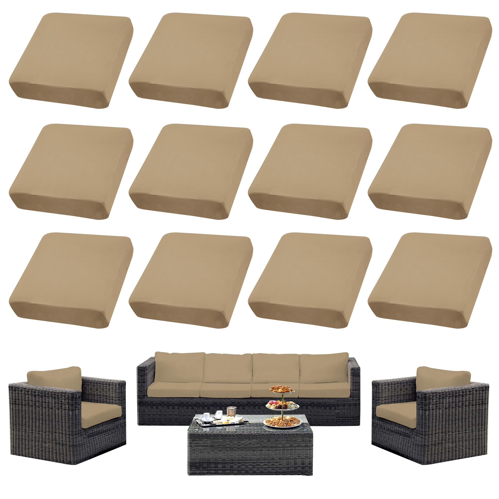 SUKAIKEQA Patio-Kissenbezüge | Outdoor-Sofabezüge | Stretch-Sofakissenbezüge | Sofabezüge | Abnehmbar und maschinenwaschbar.