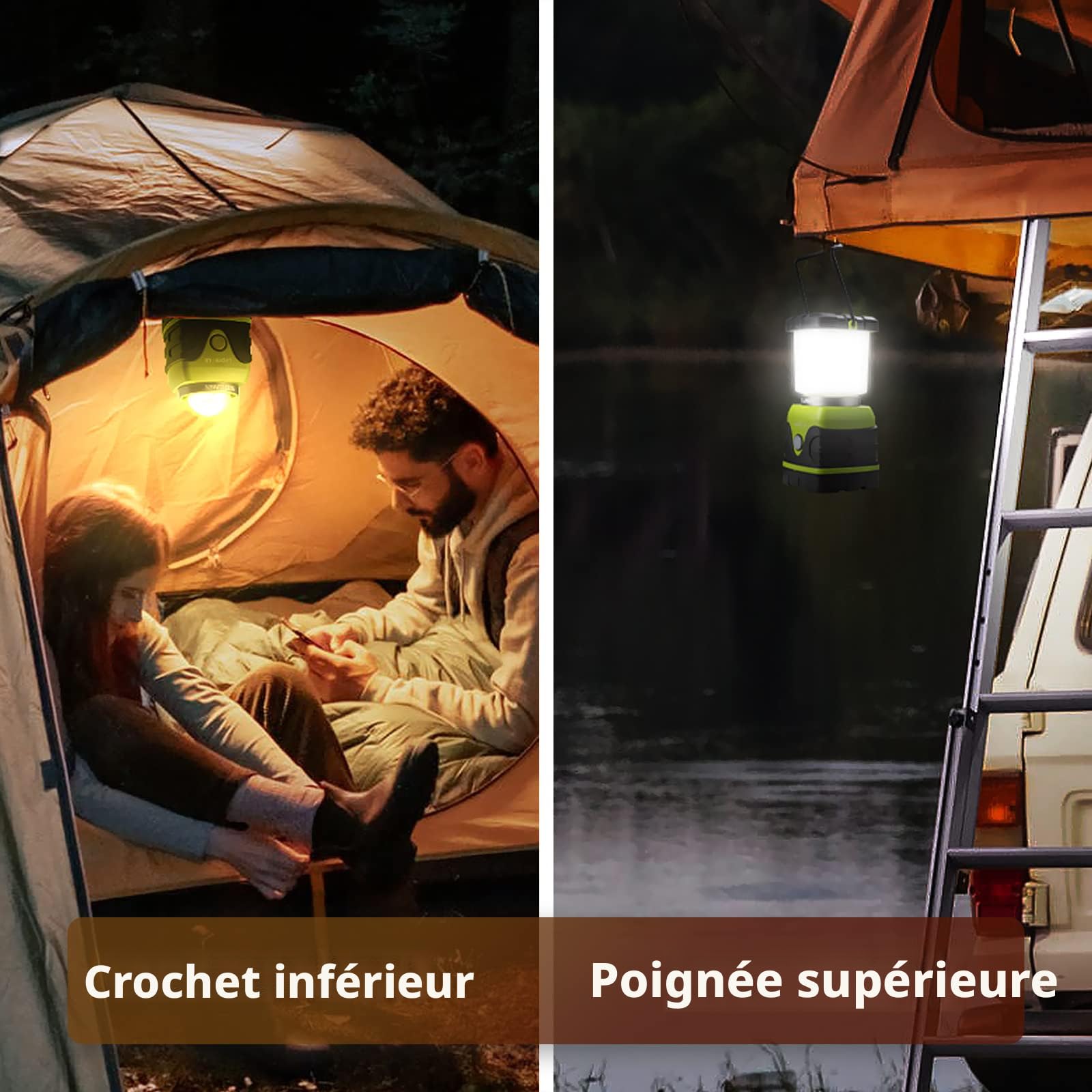 Lanterne Camping LED MODGAL – 5 Modes D’éclairage Dont SOS – Étanche IP44 – Alimentée Par 3 Piles AAA – Compacte Et Légère