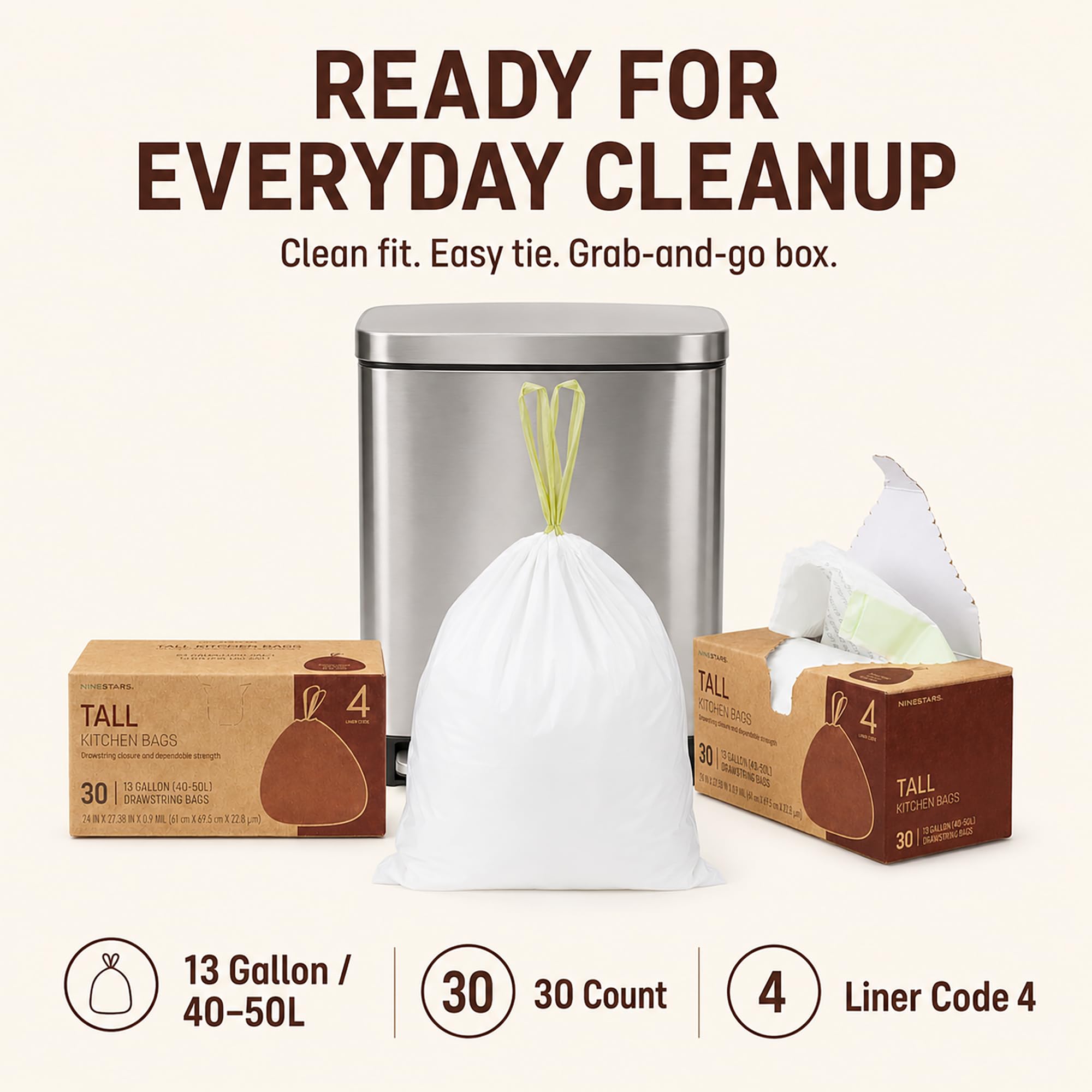 Bolsas de basura de 30 unidades, bolsas de basura blancas con cordón, resistentes a fugas, resistentes al desgarro, sin perfume, para baño, oficina, dormitorio (24.6 x 27.3 pulgadas)