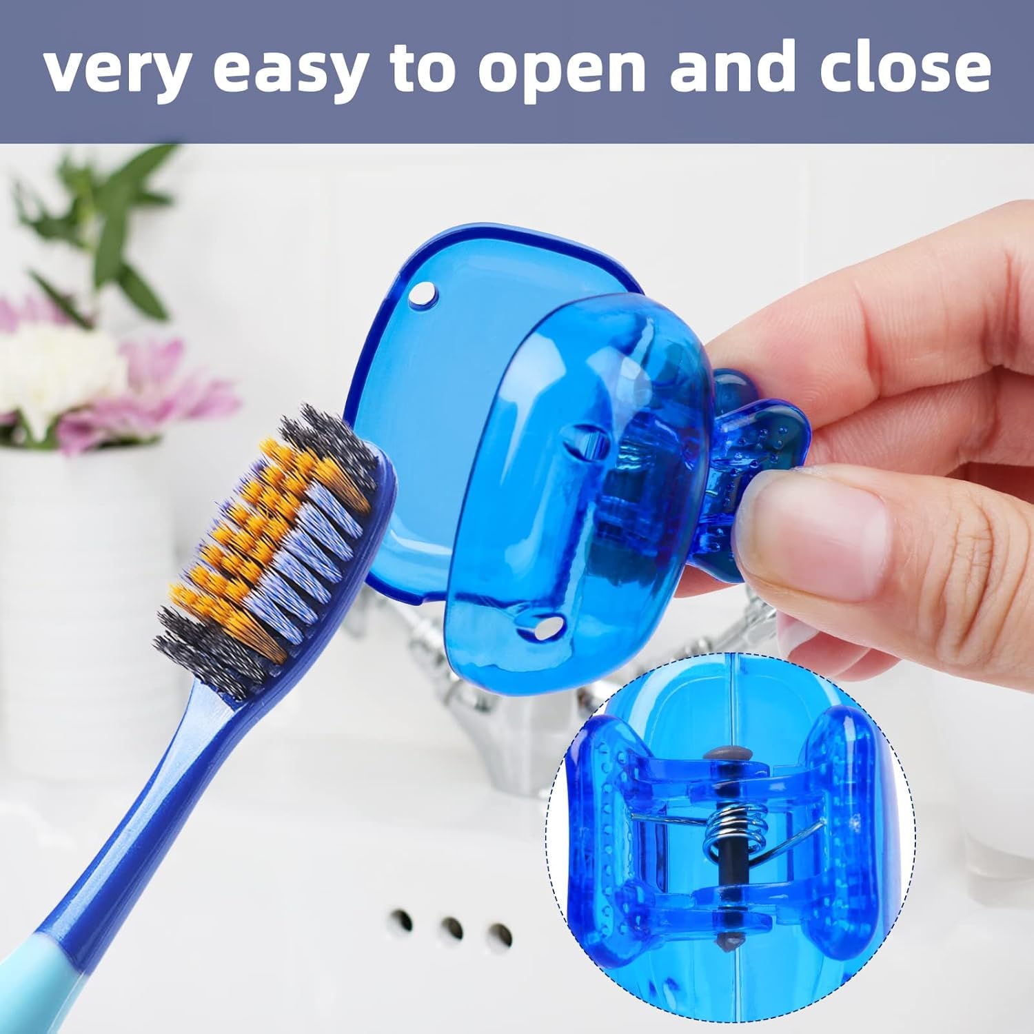 PREZONE 4 Pack Travel Toothbrush Head Covers Toothbrush Protector Cap Brush Pod Case Protective Portable Plastic Clip for Household Travel, Business, School, Bathroom, Camping 2