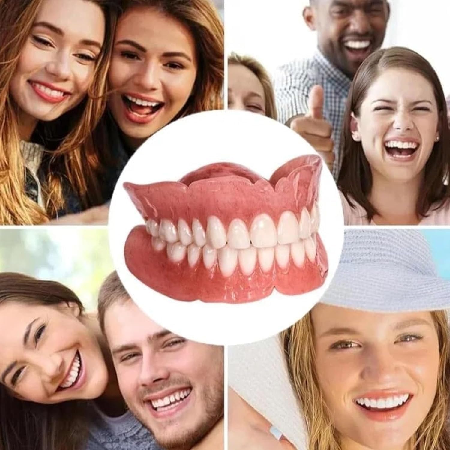 Protesi Dentaria, Dentiere in Silicone (Arcata Superiore e Inferiore), Morbide e Confortevoli, Faccette a Incastro (Snap-on), Denti in Silicone da Applicare sopra i Denti Esistenti (2Pezzo)