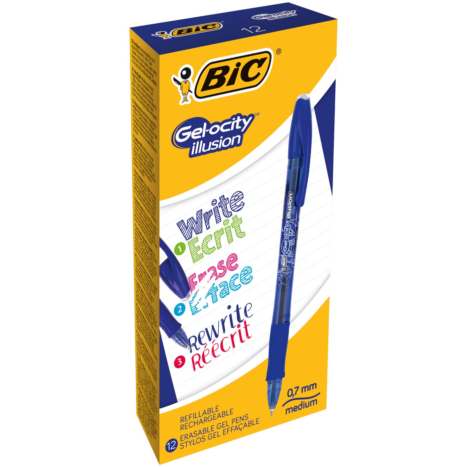 BIC 943440 0.3 mm "Gel Ocity" Illusion Gel Pen - Blue (Pack of 12)
