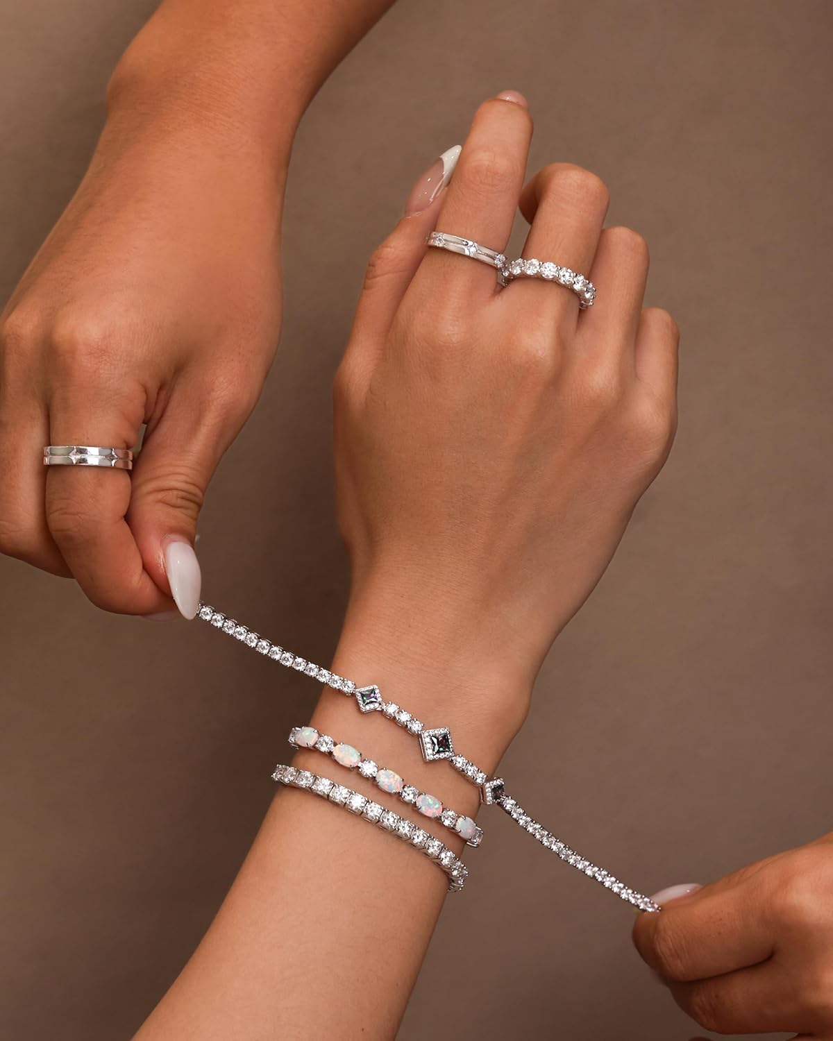 FANCIME Birthstone Bracelets 4mm Sterling Silver Tennis Bracelets Square Gemstone Birthday Fine Christmas Jewelry Gifts for Women 7.2" - Image 2