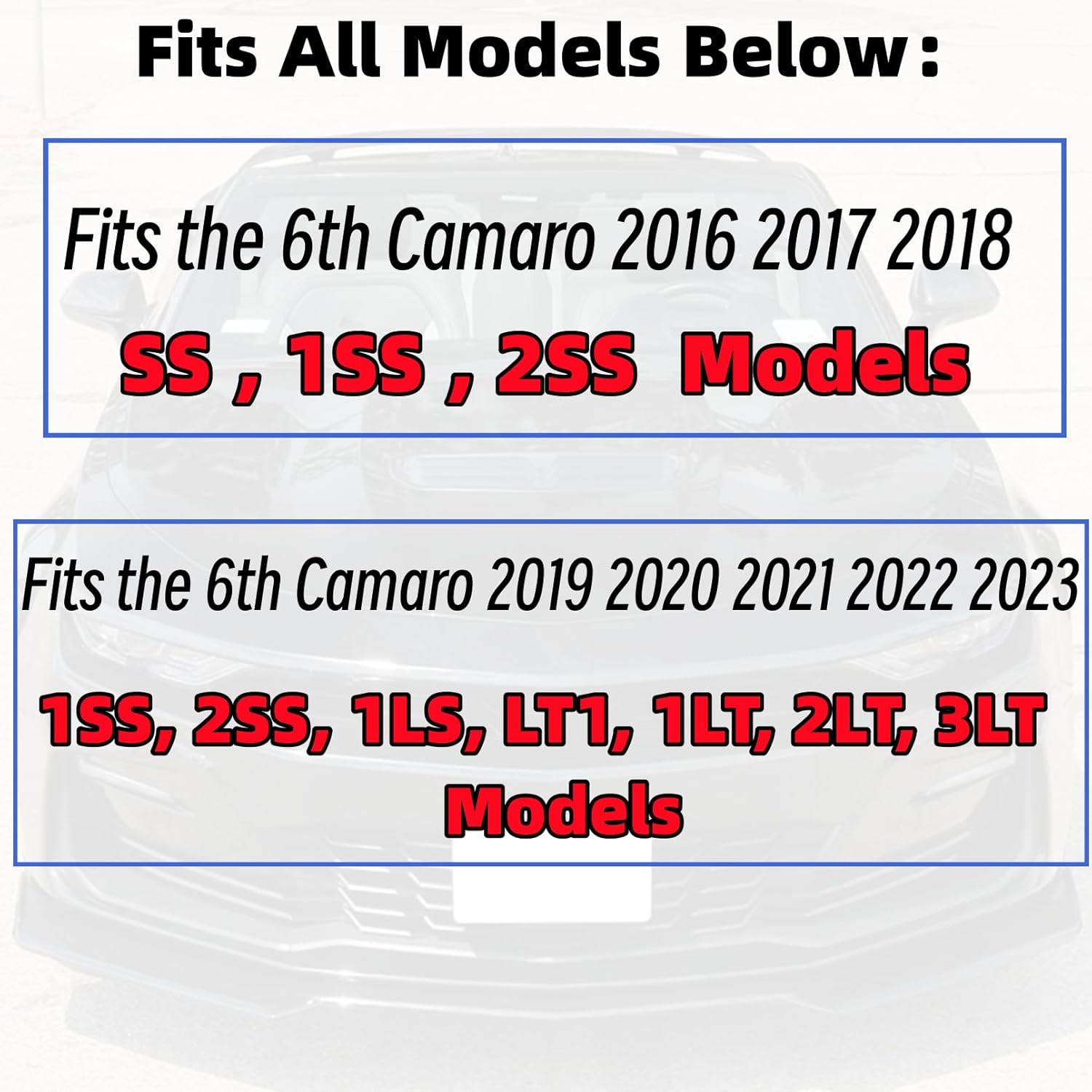 Front Bumper Lip Splitter Spoiler Fit for 2016-2024 Chevy Camaro SS/ 1SS/ 2SS?2019-2024 SS LT LS Gloss Black 3pcs Accessories Air Chin Body Kit