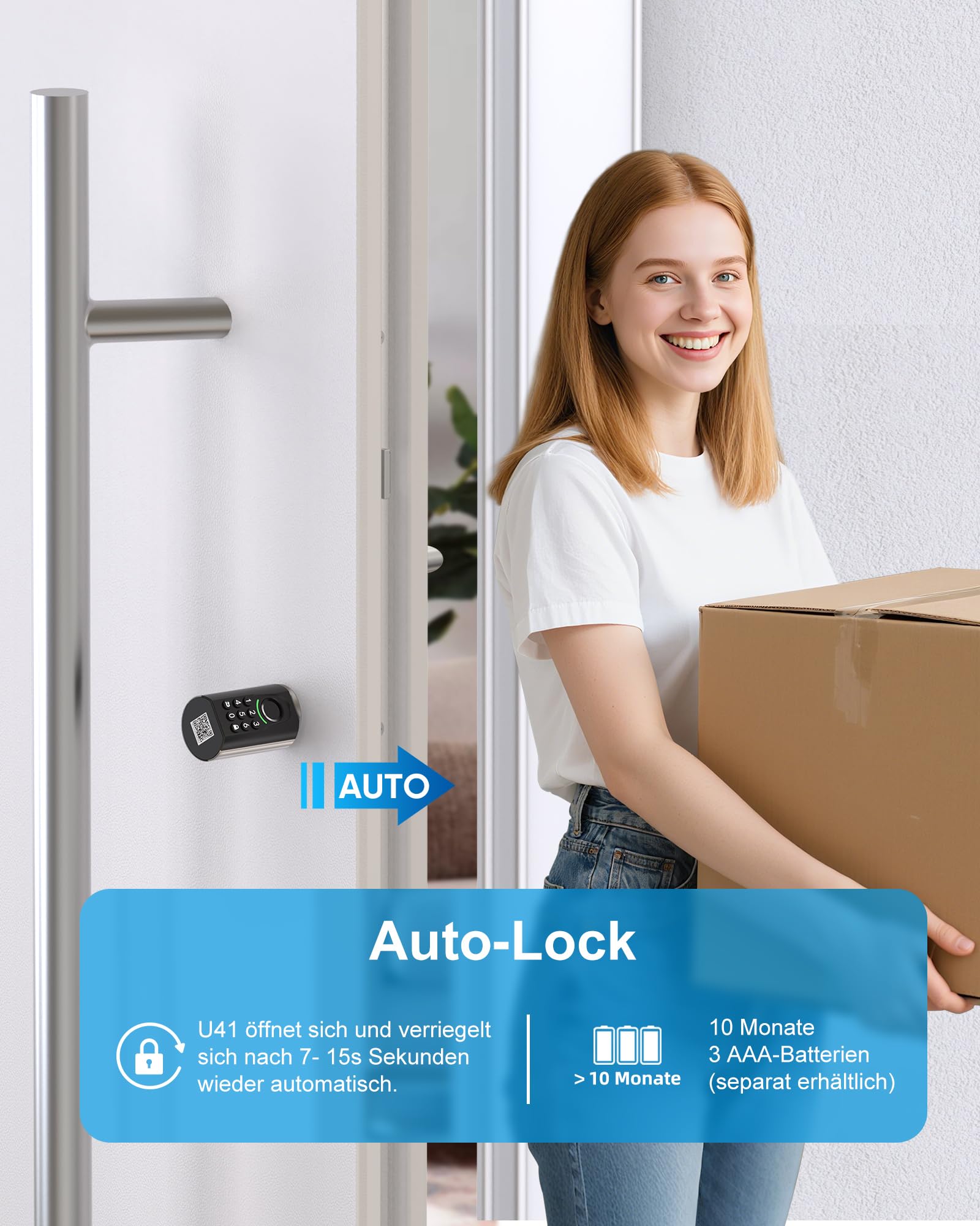 WELOCK ToucA71 Smartes Türschloss Fingerabdruck für EU-Profil Türen | Smartes Türschloss mit Fingerabdruck Passcode, RFID-Karte, APP Mechanischer Schlüssel, IP65 Verstellbar für 50-90mm