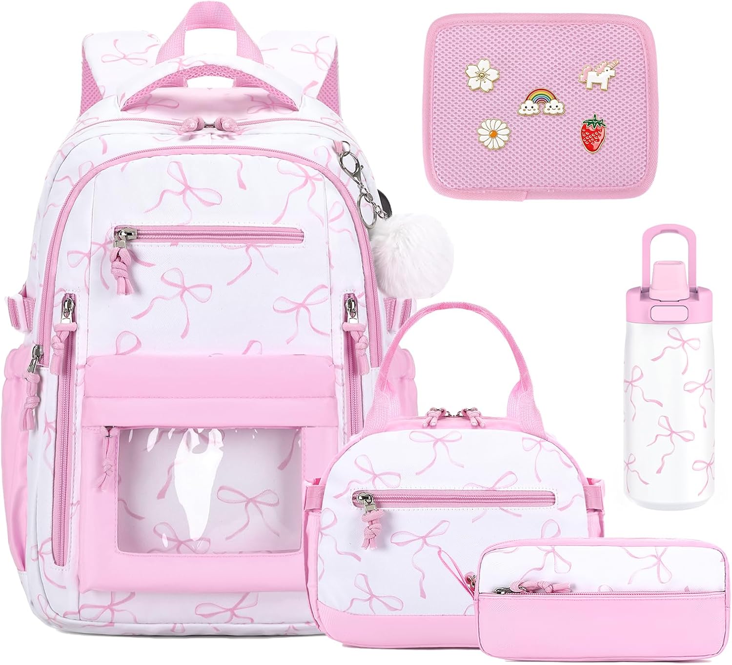 4PCS Girls Backpack Pin Display Ita Bag with Lunch Box