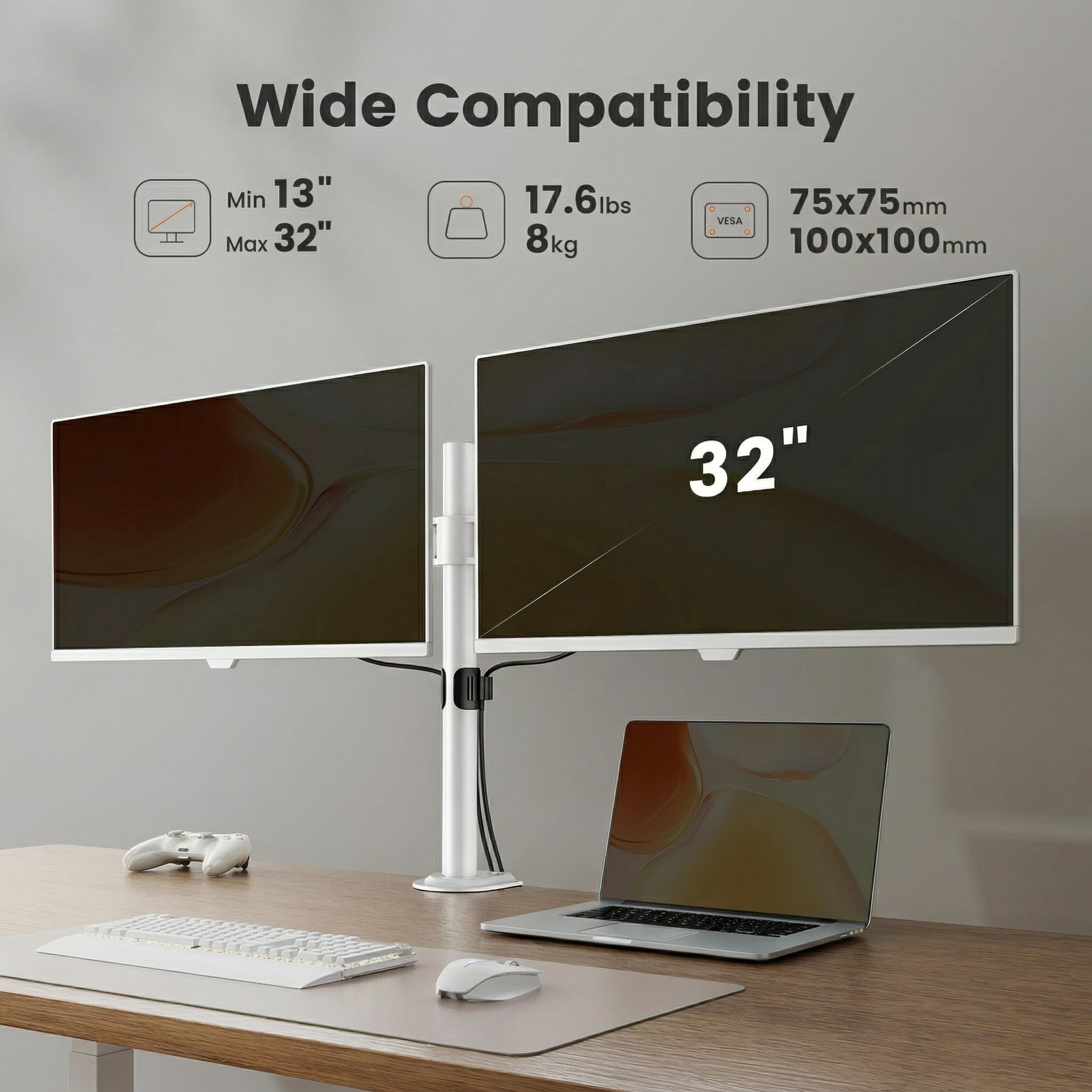 Suptek Monitorhouder voor 2 monitoren, ergonomische tv-houder met