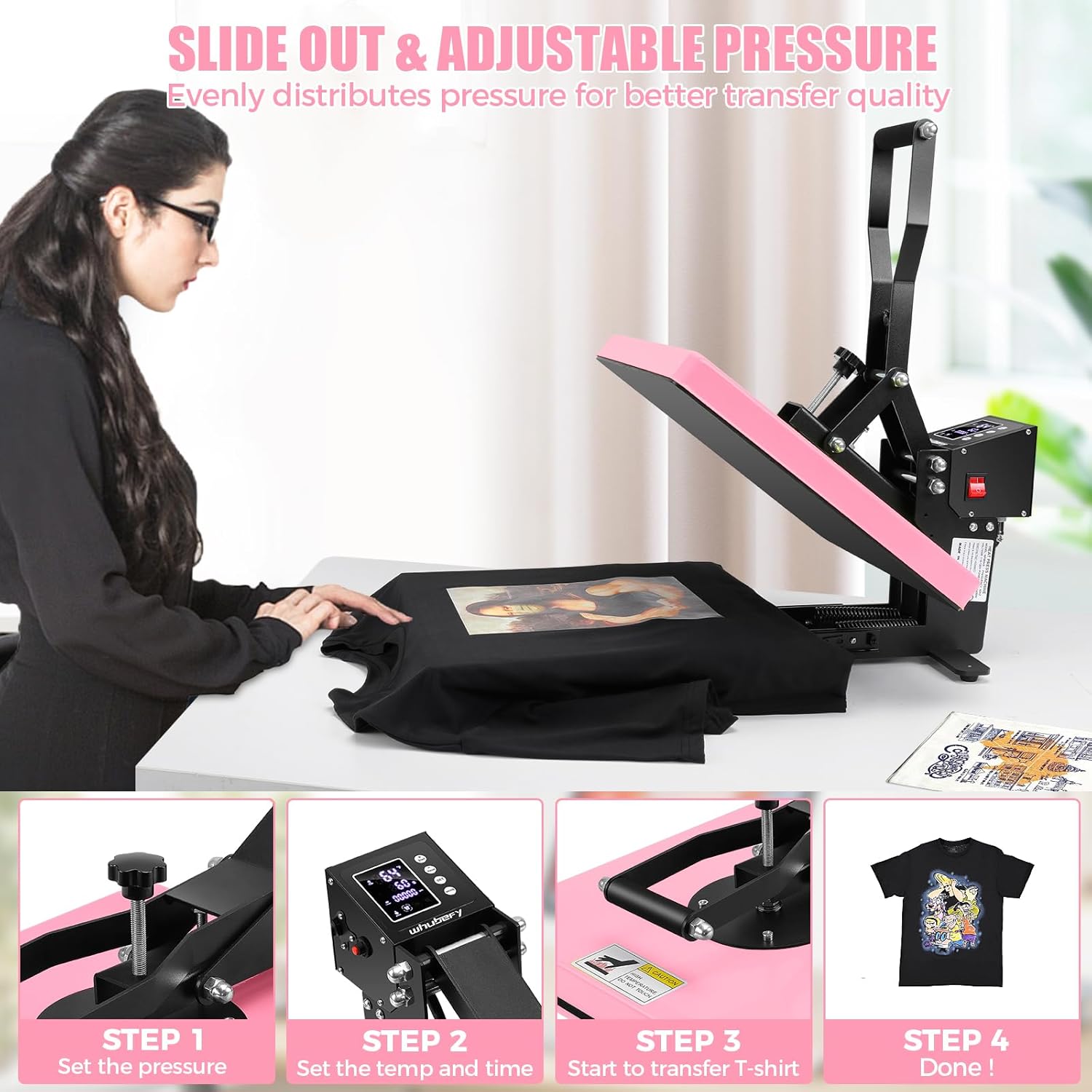 Heat Press Machine 15x15,Clamshell Heat Press, Digital Slide Out Heat Press for T-Shirts, Sublimation Vinyl HTV Heat Transfer Machine for Pillows,Mouse Map,Bags