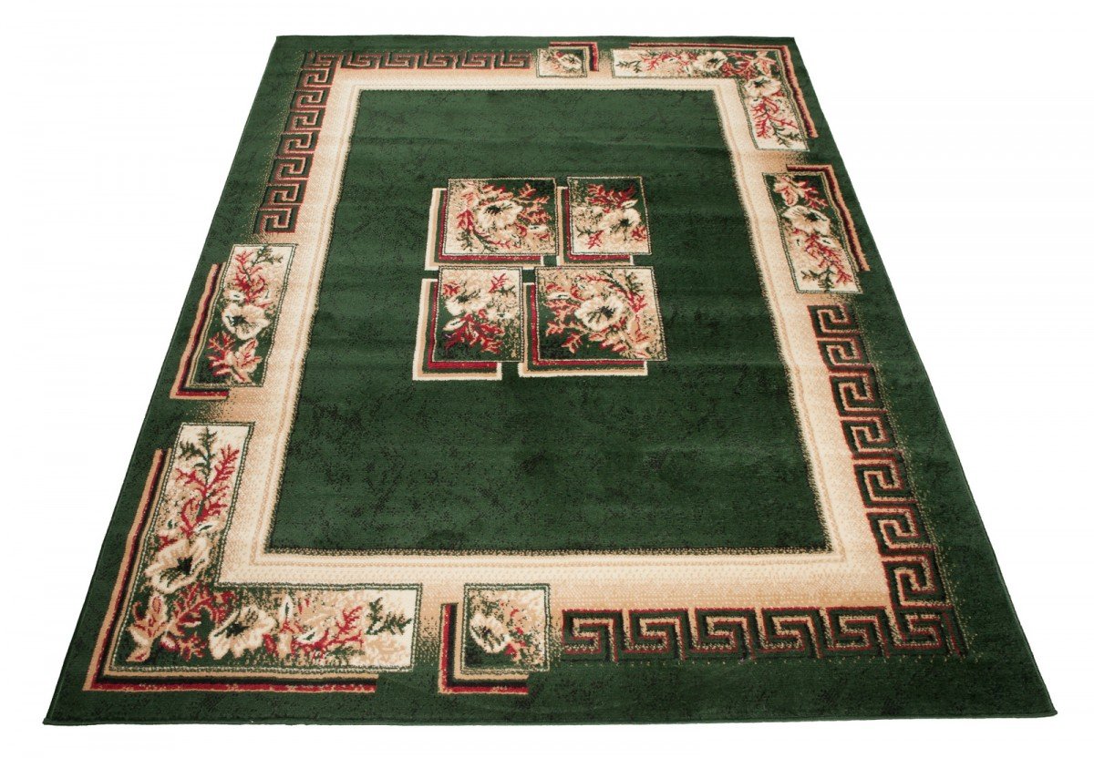 Tapiso Atlas dywan z krótkim włosiem, designerski, nowoczesny, abstrakcyjny, czworokątny, kwiatowy, grecki wzór, zielony, kremowy, do salonu, jadalni, Ökotex 160 x 230 cm