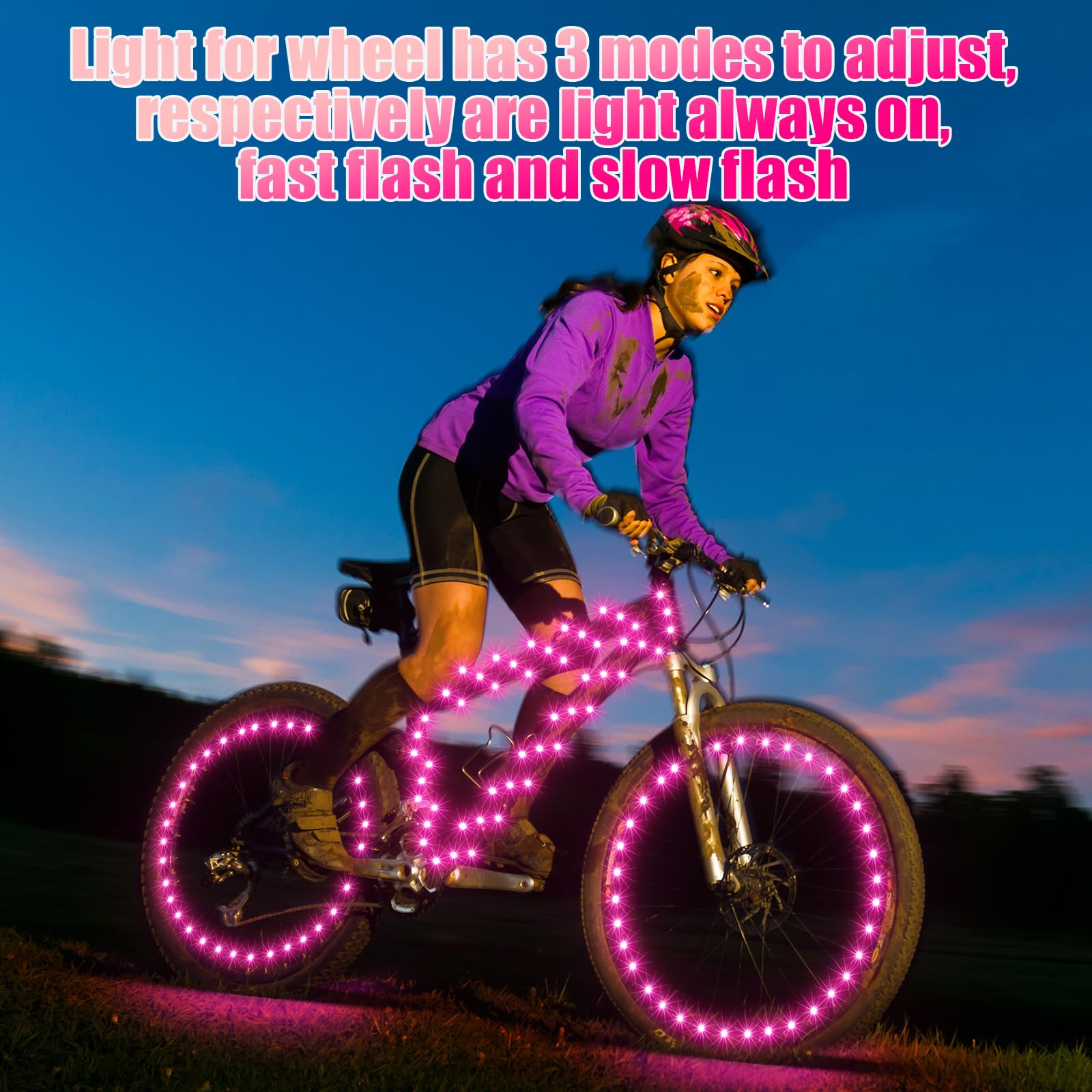 Woanger 3 Pz Luci a LED per Bicicletta per Equitazione Notturna Telaio Bicicletta e Luci Ruote Alimentate a Batteria Accessori Regali per Adulti Equitazione di Notte