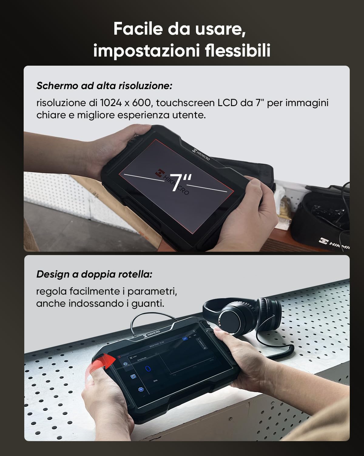 HIKMICRO AD21S Rilevatore acustico di perdite d'acqua | Strumento professionale per la rilevazione di perdite in tubi sotterranei interni con cuffie e custodia